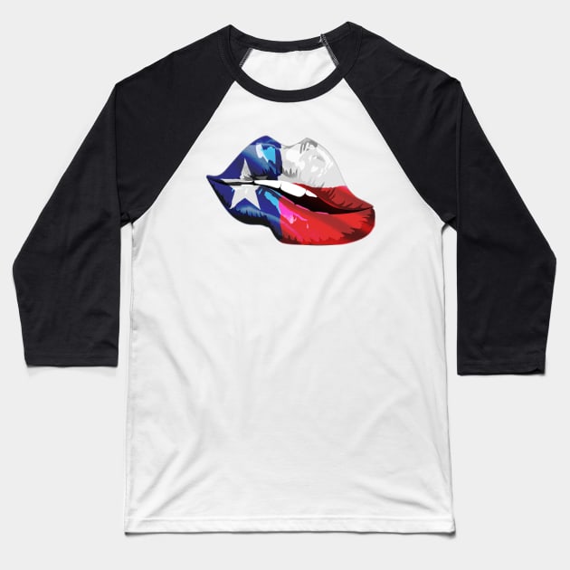 Sexy Texas Lips Baseball T-Shirt by TexasTeez